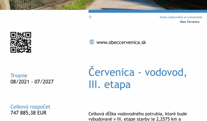 Fotka - Publicita projektu Vodovod III.etapa